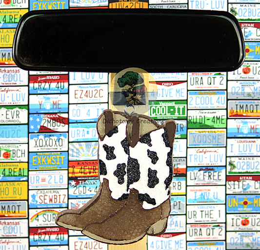 Cow Print Boots (matte glitter)
