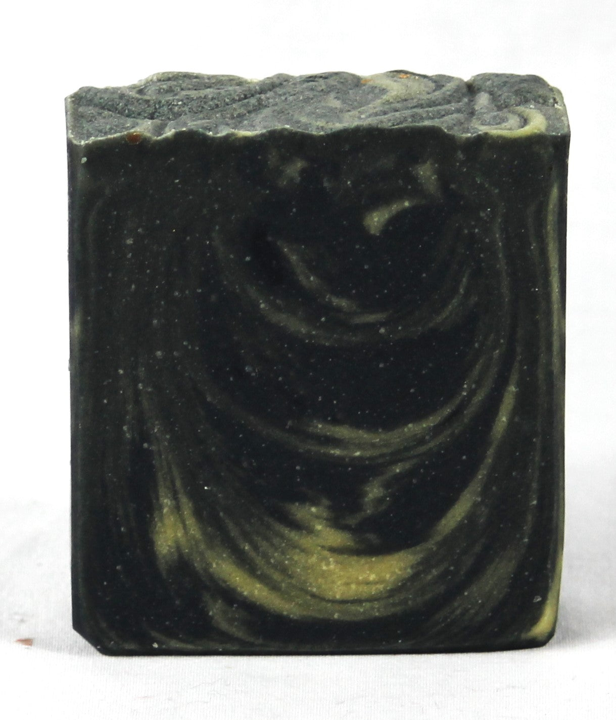 single bar soap, black with yellow swirls