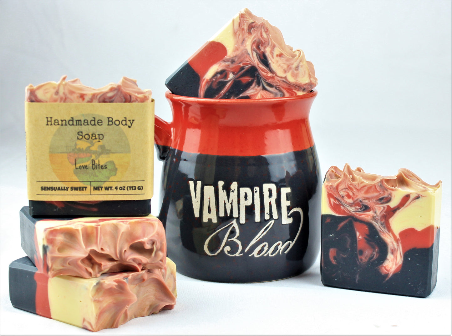 Display of 4oz bars of Love Bites