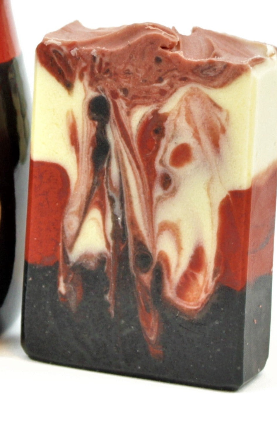 Close image of swirls in Love Bites unlabeled soap.