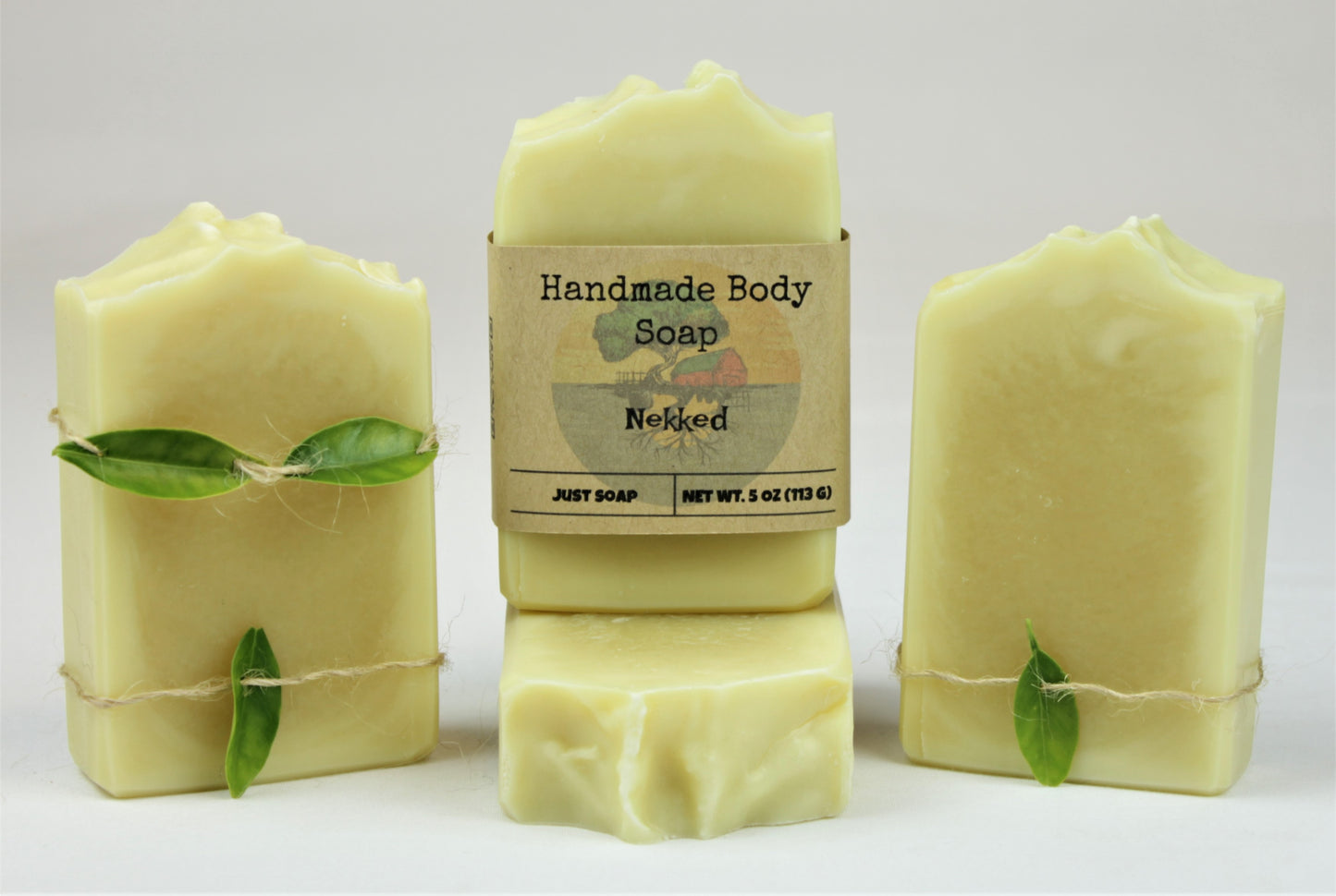 Four 5oz bars of Nekked handmade fragrance and colorant free soap.