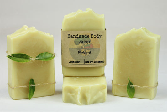 Four 5oz bars of Nekked handmade fragrance and colorant free soap.