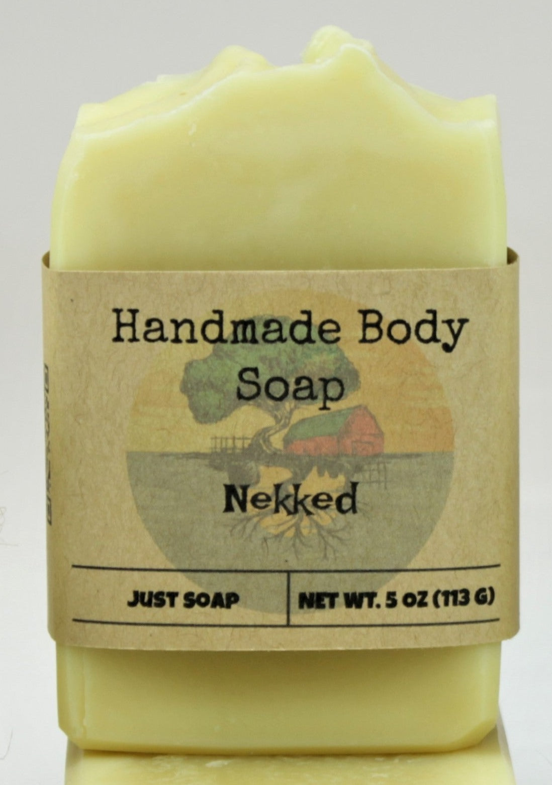 One 5oz bar of homemade soap, named Nekked.