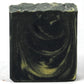 single bar soap, black with yellow swirls