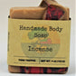 One 4oz labeled bar of handmade soap, named Incense. 